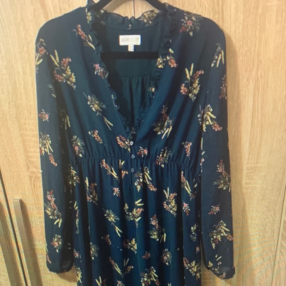 APRICOT Navy Floral Dress with Long Sleeves